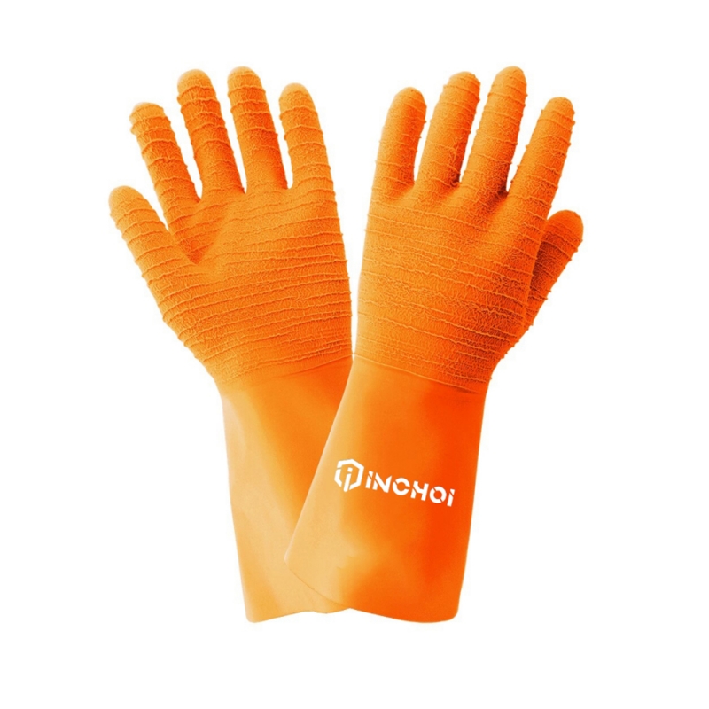 Latex Wrinkle Gauntlet Gloves with Interlock / Jersey Lining
