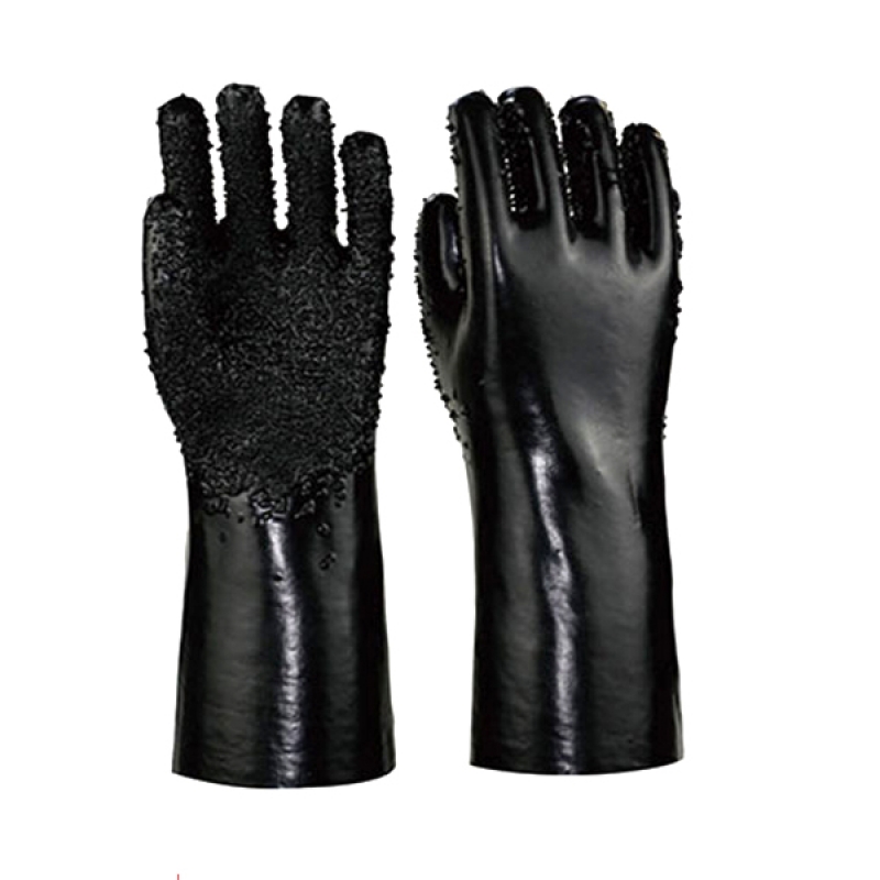 LONG PVC GLOVES SANDY FINISH BLACK
