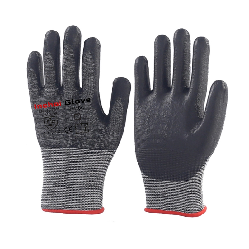 CUT RESISTANT GLOVES WITH PU BLACK CUT RESISTANT GLOVES WITH PU BLACK