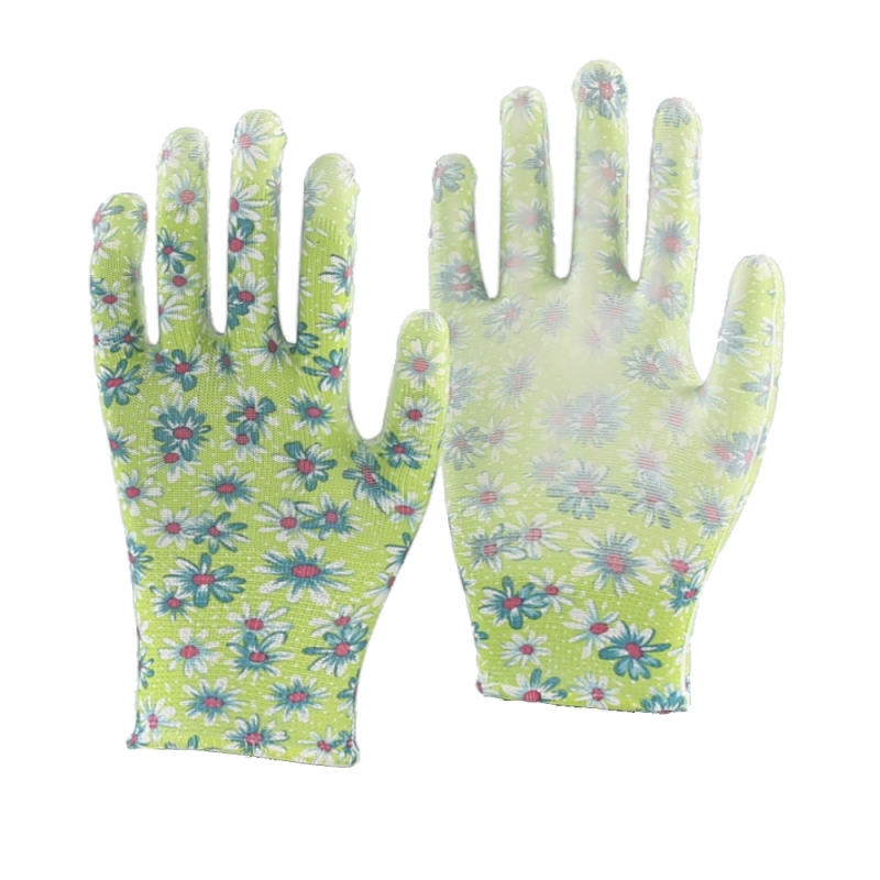 PRINTED FLOWER PU COATED GLOVES PRINTED FLOWER PU COATED GLOVES