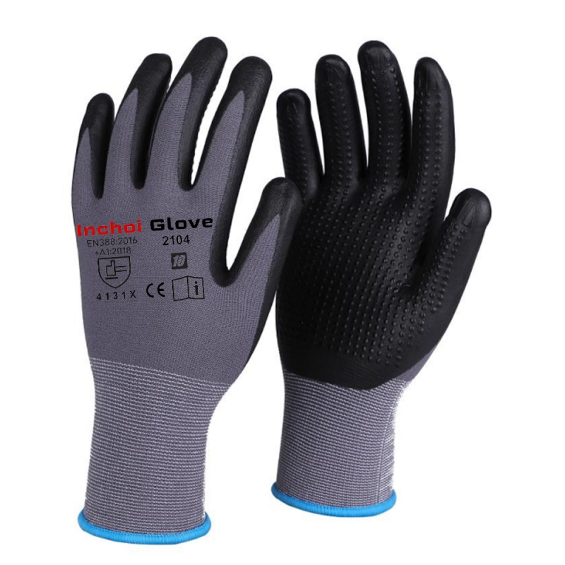 MICRO FOAM NITRILE DOTS GLOVES GREY/BLACK MICRO FOAM NITRILE DOTS GLOVES GREY/BLACK