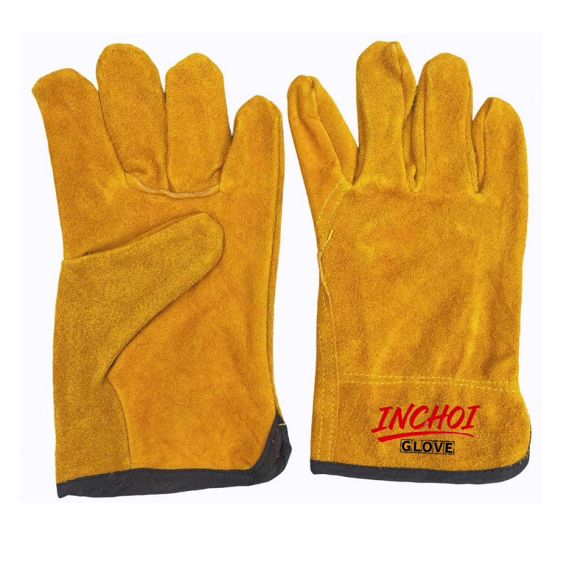 Golden Split Leather Driver Gloves