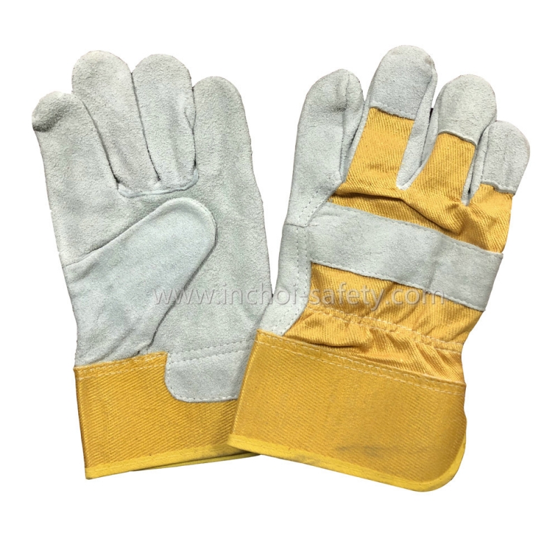 HALF LEATHER GLOVES RUBBERIZED CUFF HALF LEATHER GLOVES RUBBERIZED CUFF