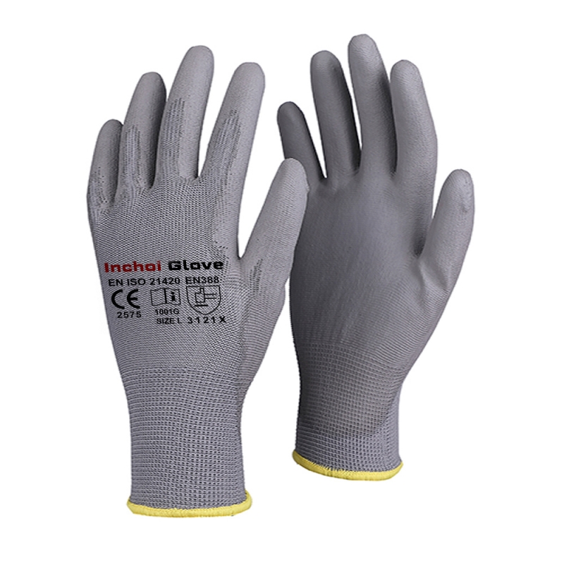 PU COATED GLOVES : GREY PU COATED GLOVES : GREY