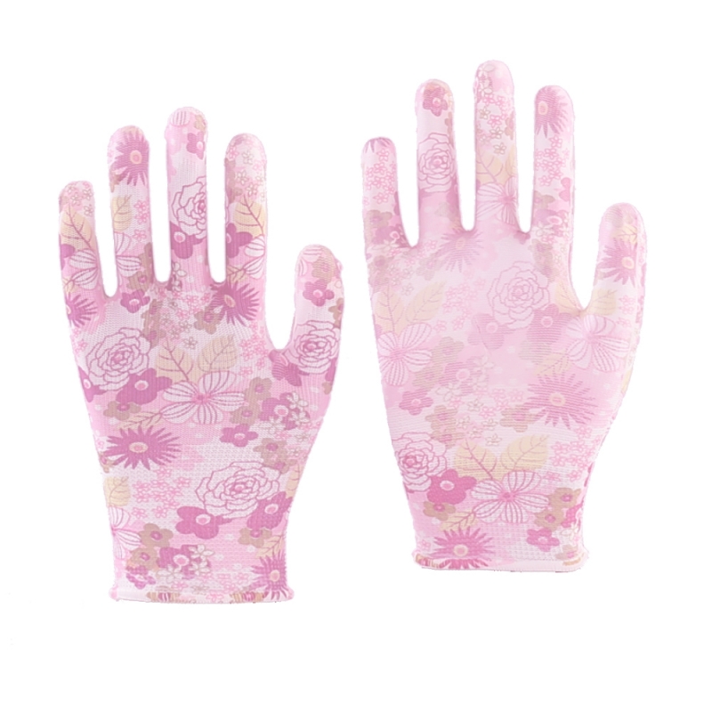 PRINTED FLOWER PU COATED GLOVES PRINTED FLOWER PU COATED GLOVES