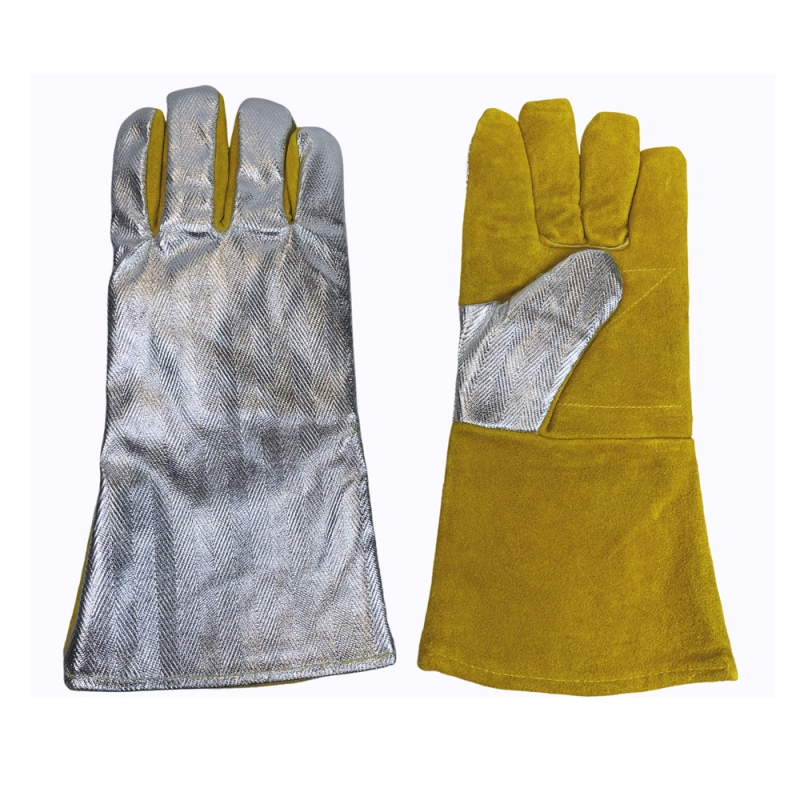 Leather Welding Gloves with Aluminum Backing