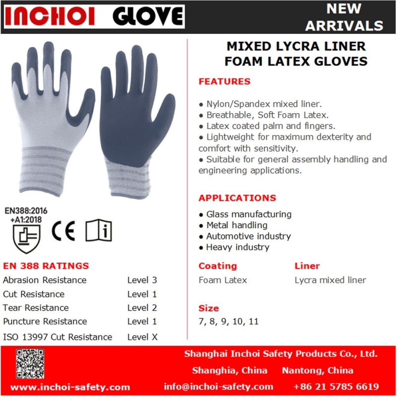 New Mixed Lycra liner Foam Latex Gloves New Mixed Lycra liner Foam Latex Gloves