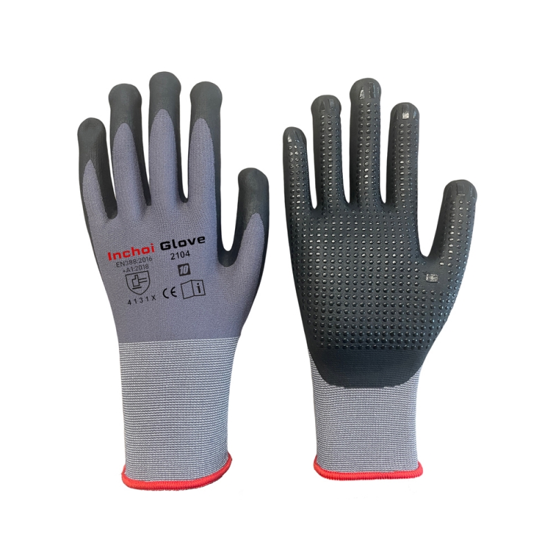 MICRO FOAM NITRILE DOTS GLOVES GREY/BLACK