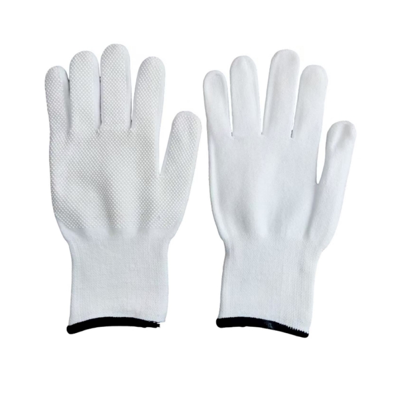 13-Gauge Bleached Cotton-Spandex Glove with Mini Dots
